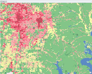 Color-coded map displaying Landuse/Landcover across regions.