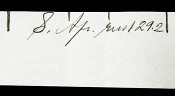 Strip of paper with measurements marked and title indicated