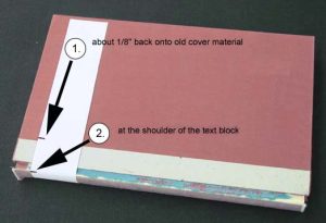 Marking a template for cutting the new spine cloth