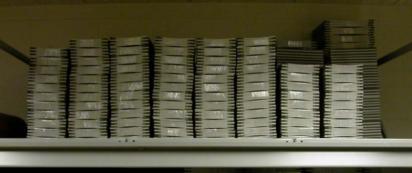 Stacks of prefabricated pamphlet binders