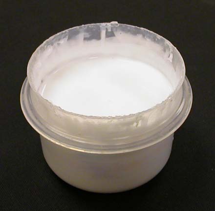 Open plastic container of PVA/Methylcellulose mix