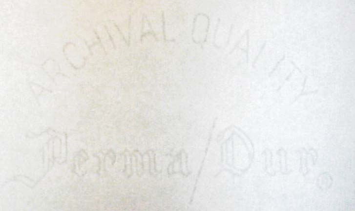 Watermark on Perma-Dur acid free paper