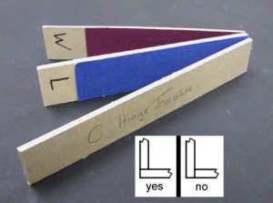 Thickness templates and inset diagram of the way the board pieces of the A and B trays are joined