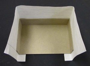 A tray top view with cloth around sides and front