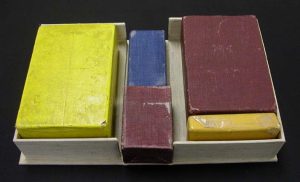 Box opened flat with weights