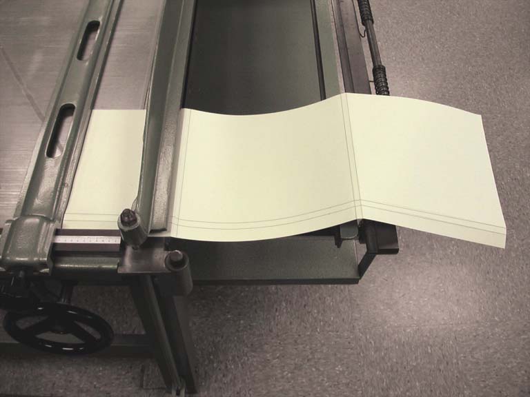 Making the horizontal creases on the board shear