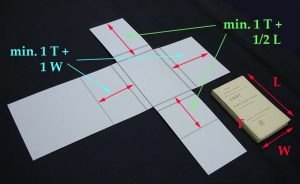 Two pieces of board positioned and marked for creasing