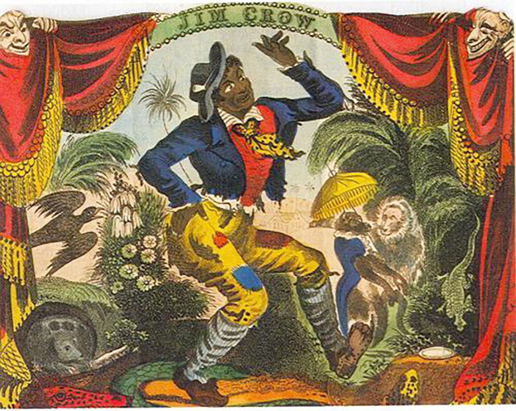 Actor Thomas Rice as Jim Crow, nineteenth century (public domain).