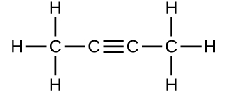 A structure is shown. There is a C atom which forms single bonds with three H atoms each. This C atom is bonded to another C atom. This second C atom forms a triple bond with another C atom which forms a single bond with a fourth C atom. The fourth C atom forms single bonds with three H atoms each.