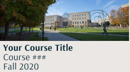 Canva course card template image with picture of IUPUI library