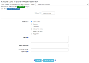 Screenshot of Library User Feedback Form