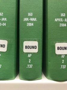 Bound label on spine