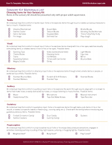 Sensory Kit Item Selection