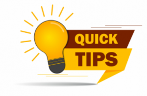 Graphic: lit lightbulb with teh words "quick tips" in a speech bubble