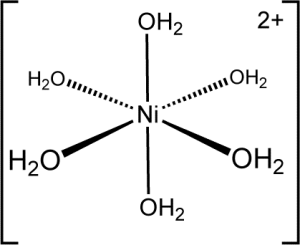 an octahedral complex of nickel(II) with six H2Os around it