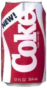 A Coca-Cola can with the New Coke label.