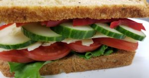 vegetable sandwich with cucumbers and tomatoes