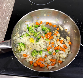 sauté of vegetables in a pan