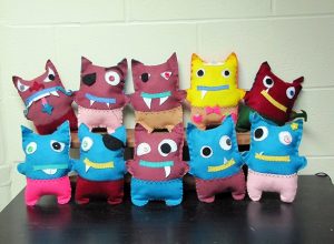 Image of several finished monster pin cushions